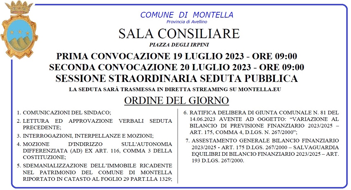 2023 07 19 Consiglio Comunale Montella