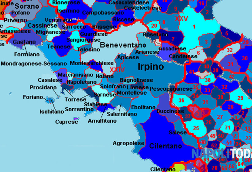 mappa lingue dialetti regione campania