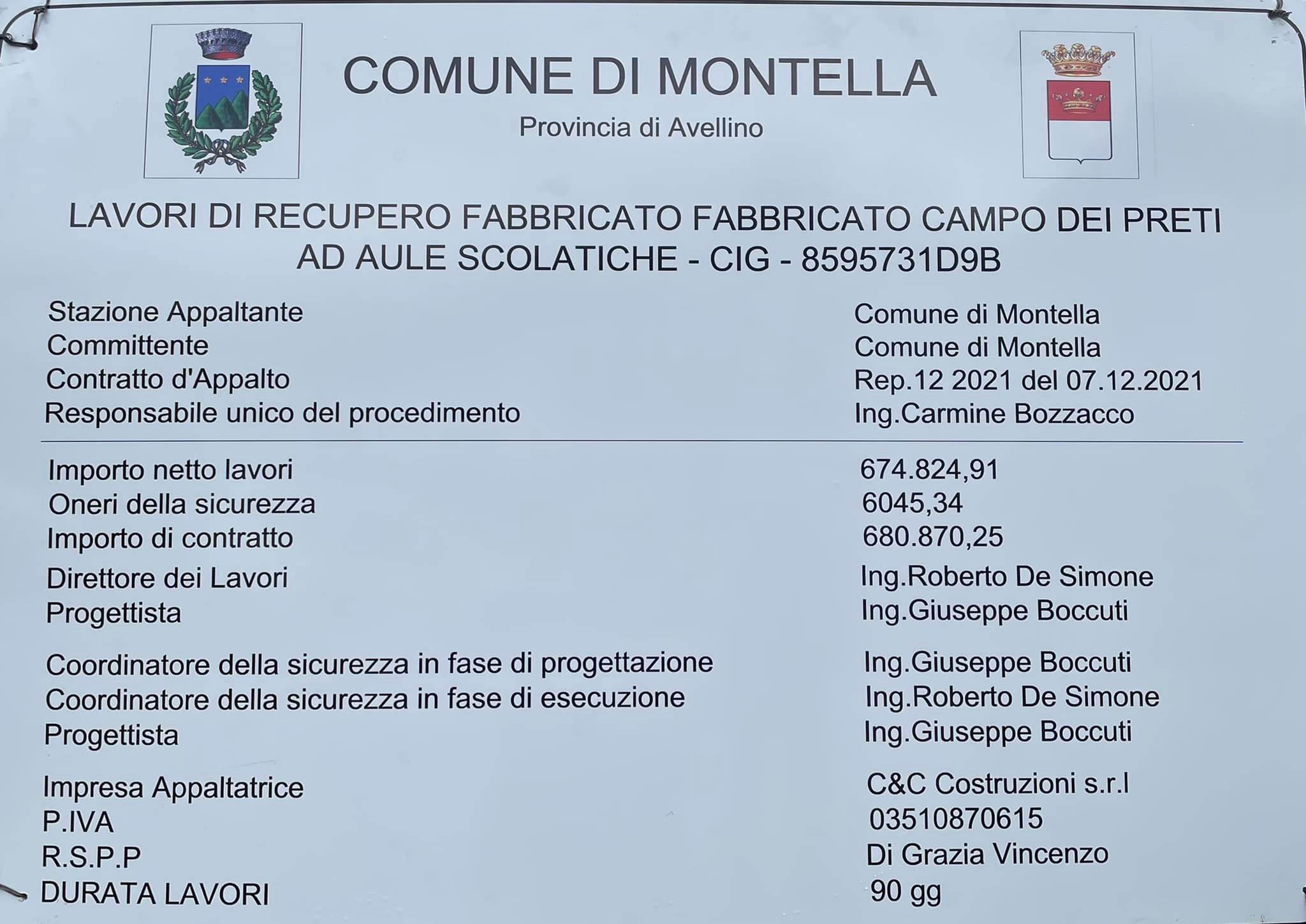 2021 12 16 Scuola Montella consegna lavori