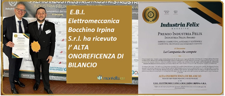 E.B.I. Elettromeccanica Bocchino Irpina  S.r.l. che ha ricevuto l’ alta onoreficenza di bilancio