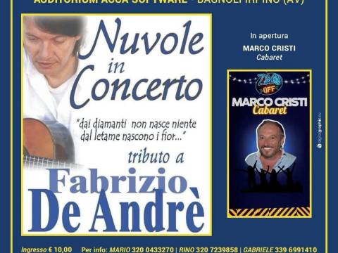 e Nuvole in Concerto, con il loro tributo a Fabrizio De André, saranno il 9 maggio al teatro Acca Software 